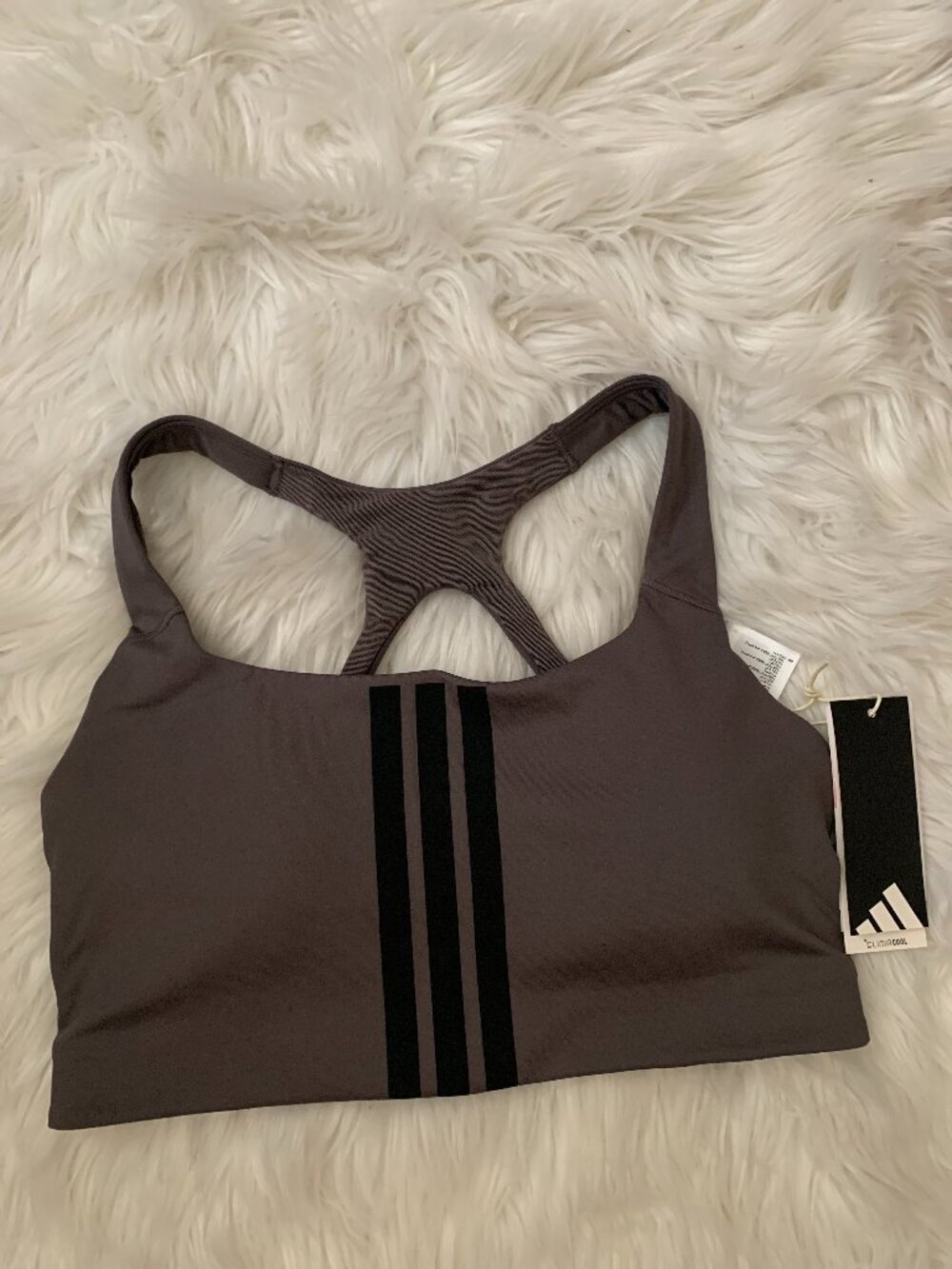 ADIDAS Optime Workout 3-Stripes Medium Support Bra Sz LARGE